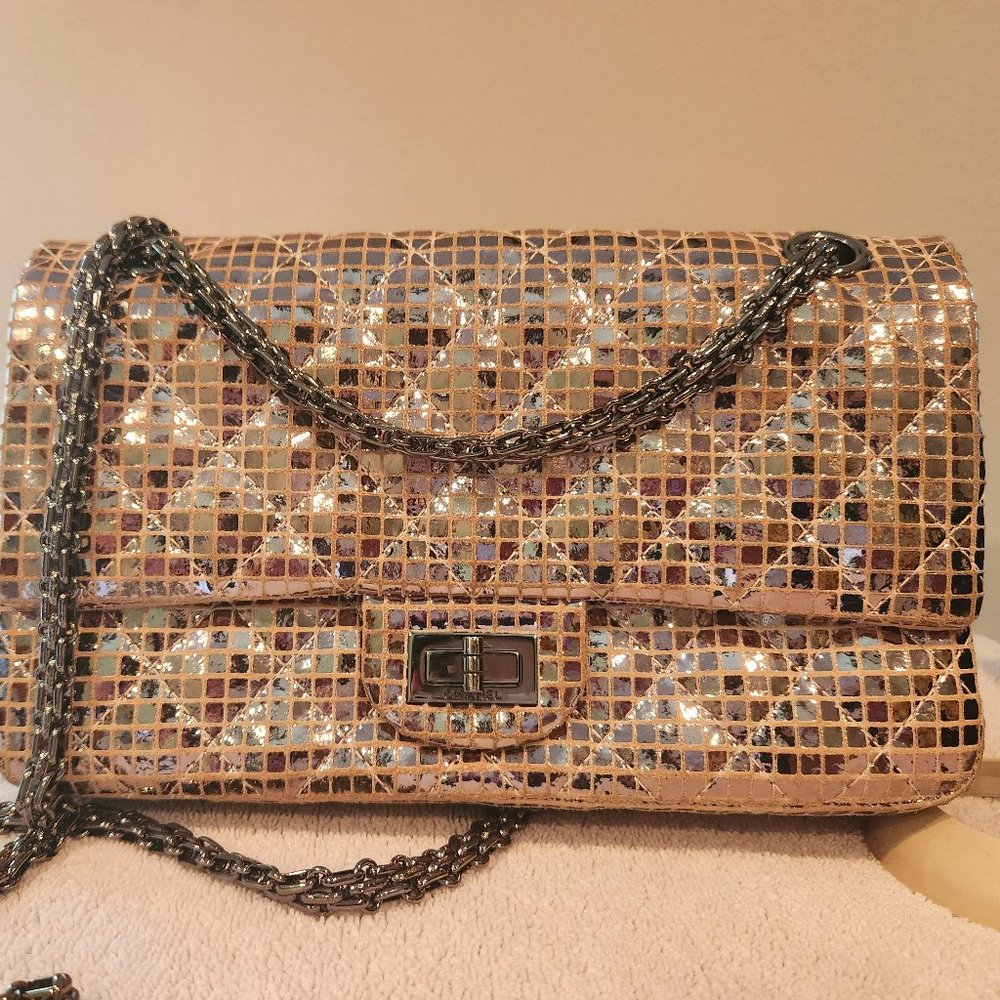 CHANEL Mirror 2.55 Flap Bag Quilted Suede with Calfskin